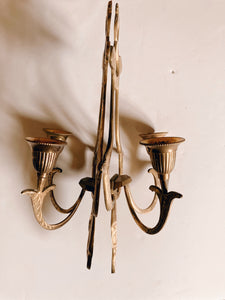 Pair of Gold Wall Sconce Candle Holders