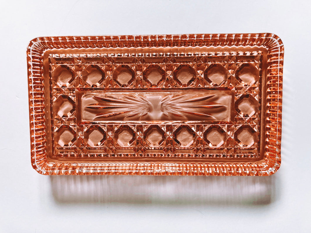 Pink Art Deco Glass Platter
