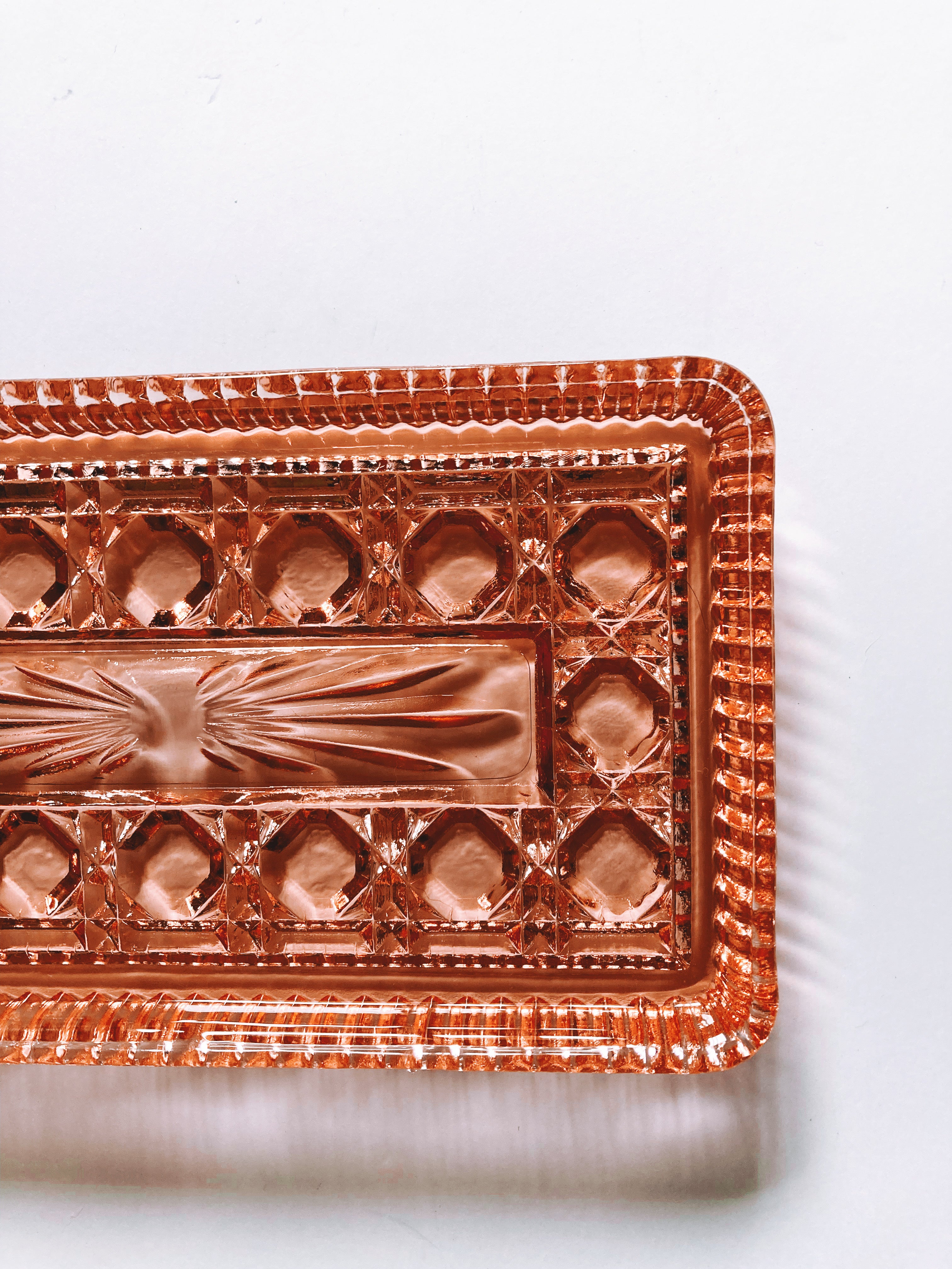 Pink Art Deco Glass Platter