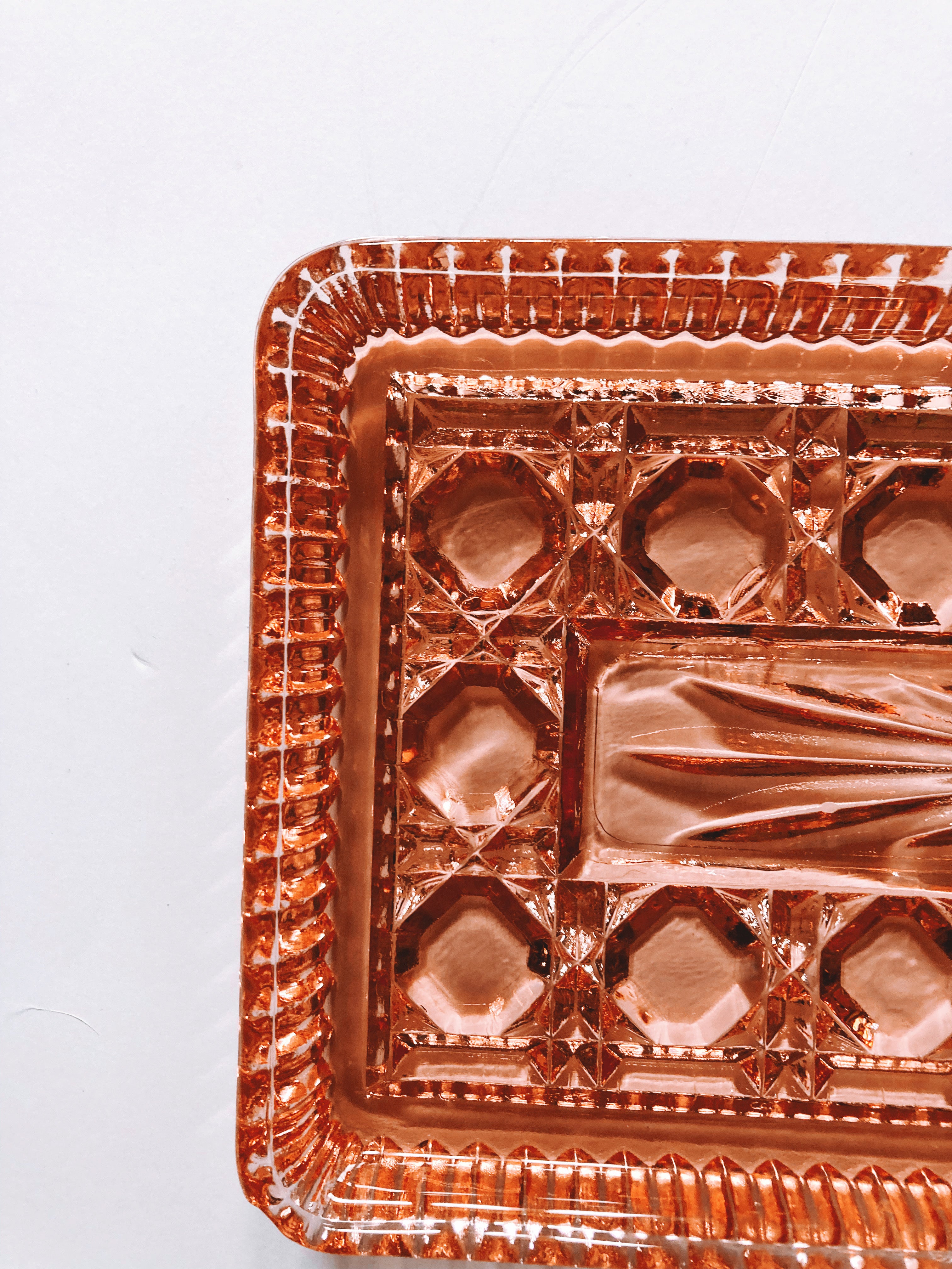 Pink Art Deco Glass Platter