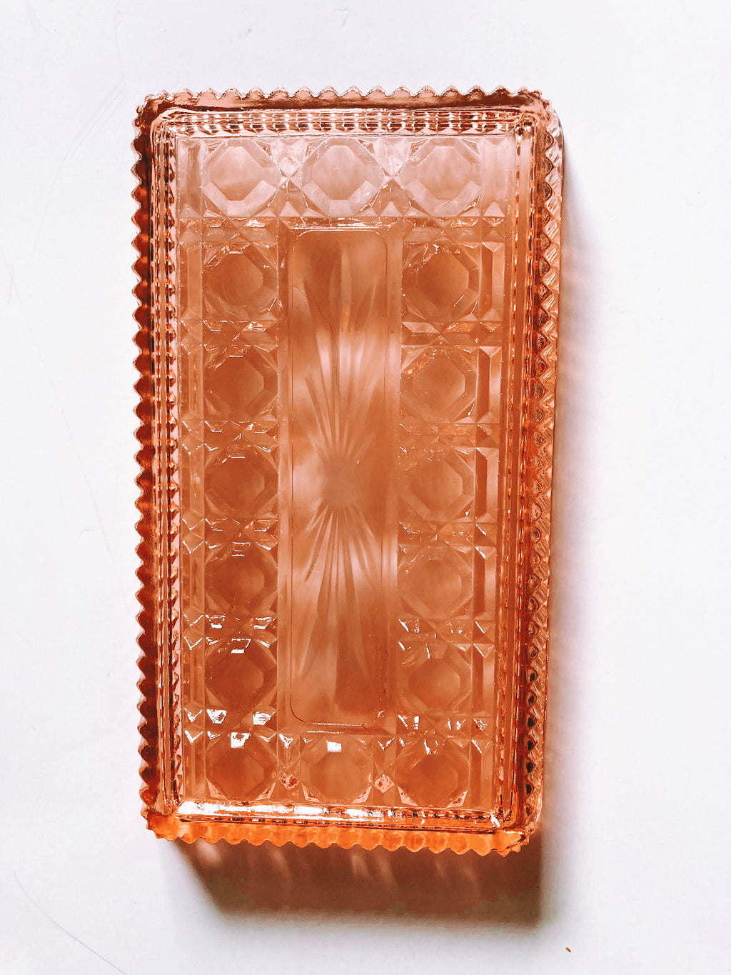 Pink Art Deco Glass Platter