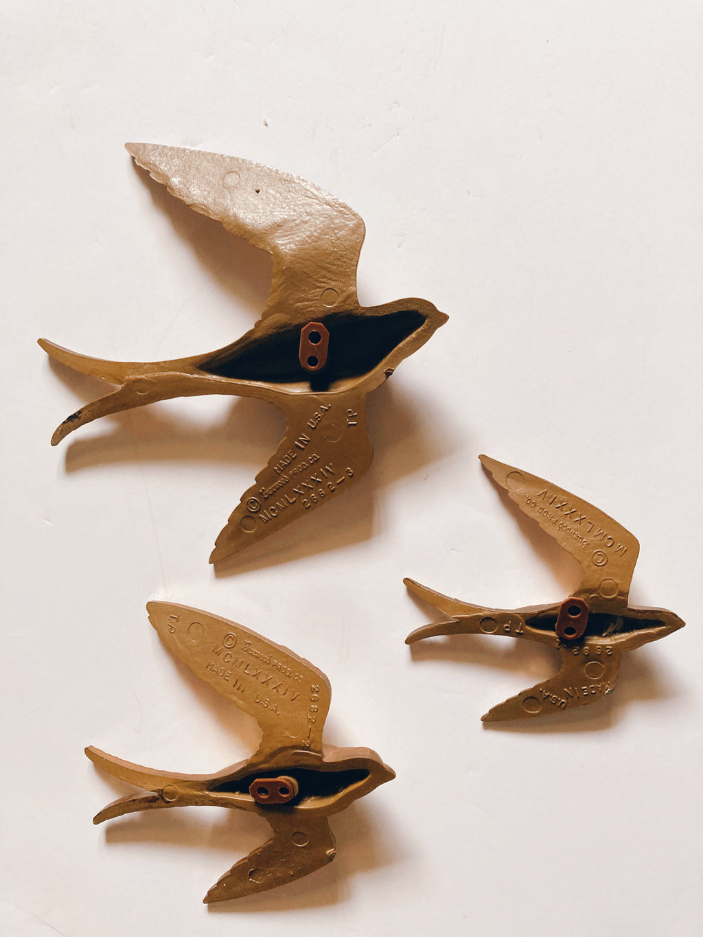 Trio Gold Painted Birds