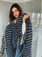 Vintage Blue and Tan Afghan
