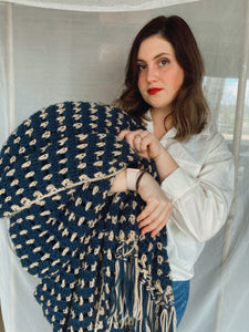 Vintage Blue and Tan Afghan