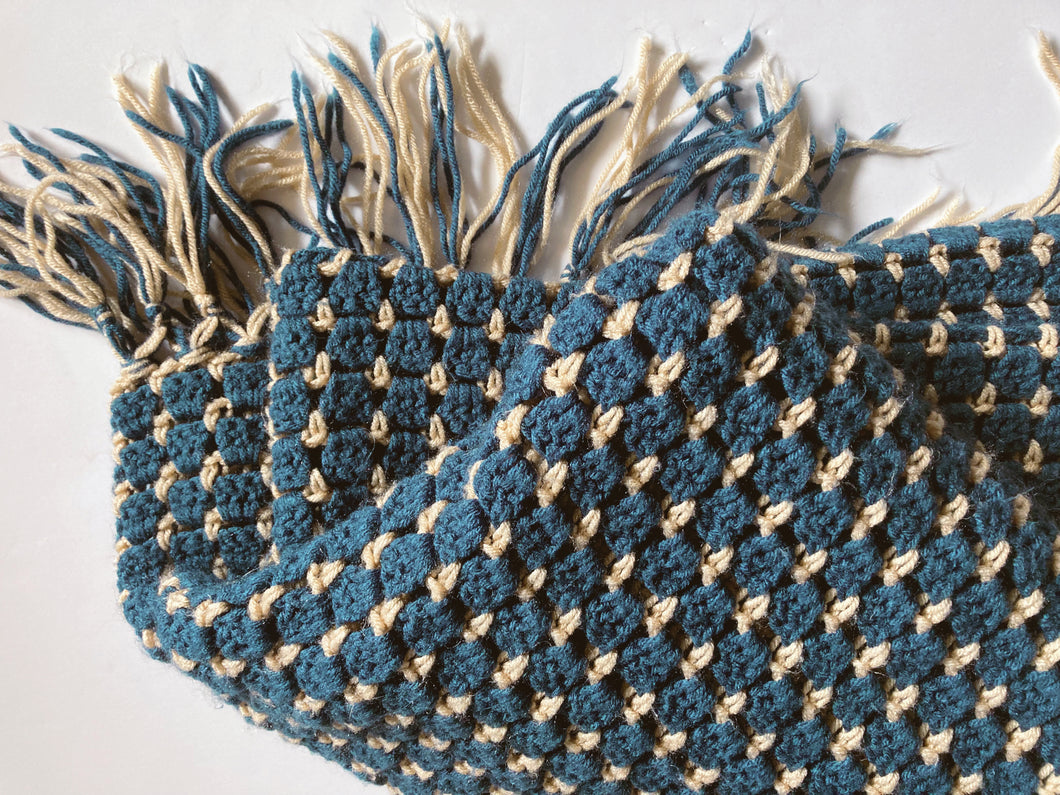 Vintage Blue and Tan Afghan