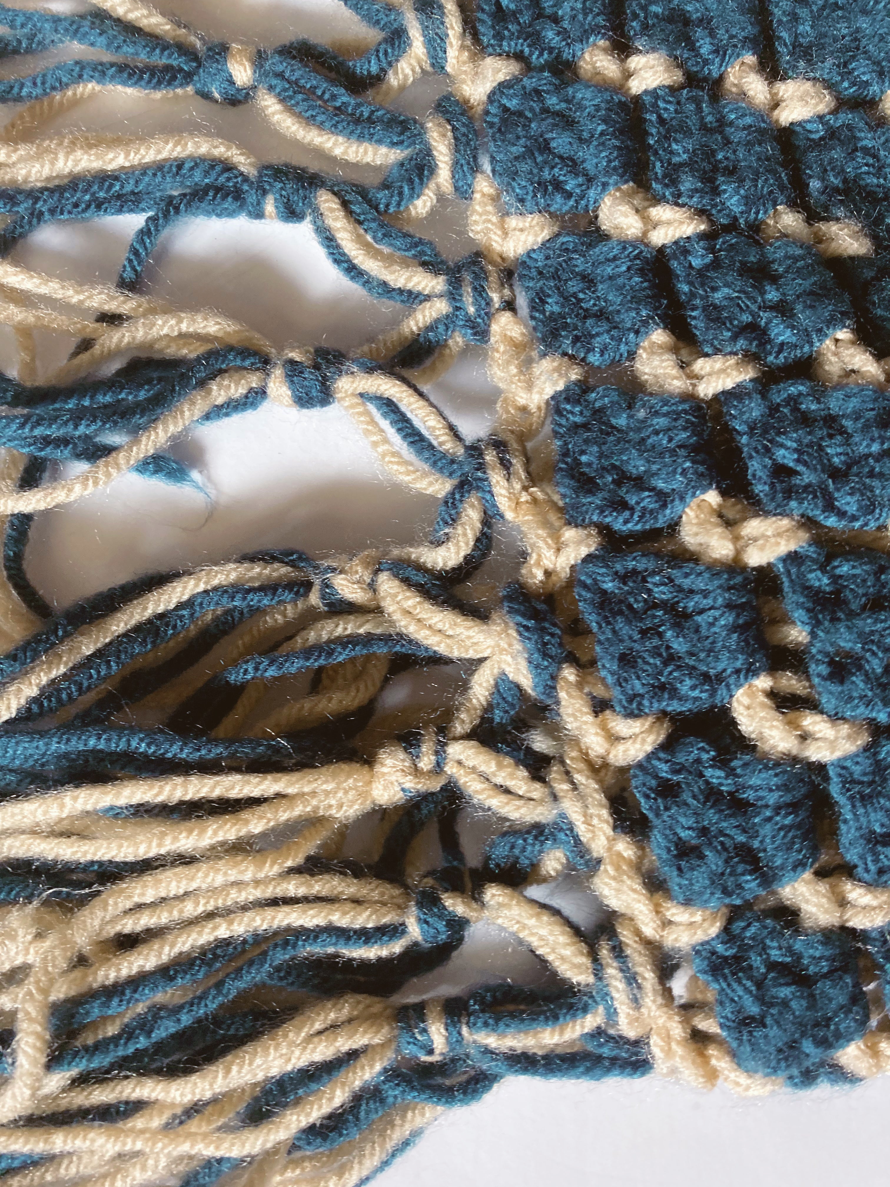 Vintage Blue and Tan Afghan