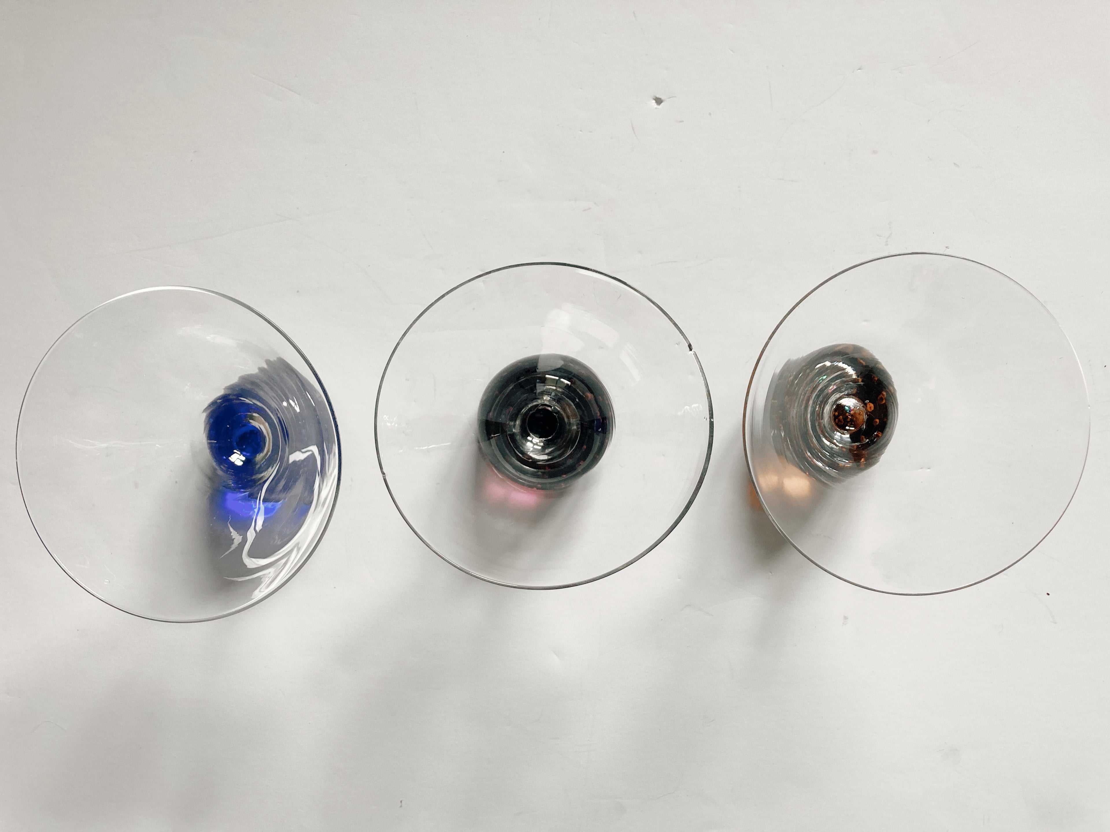 Trio of Bubble Martini Glasses