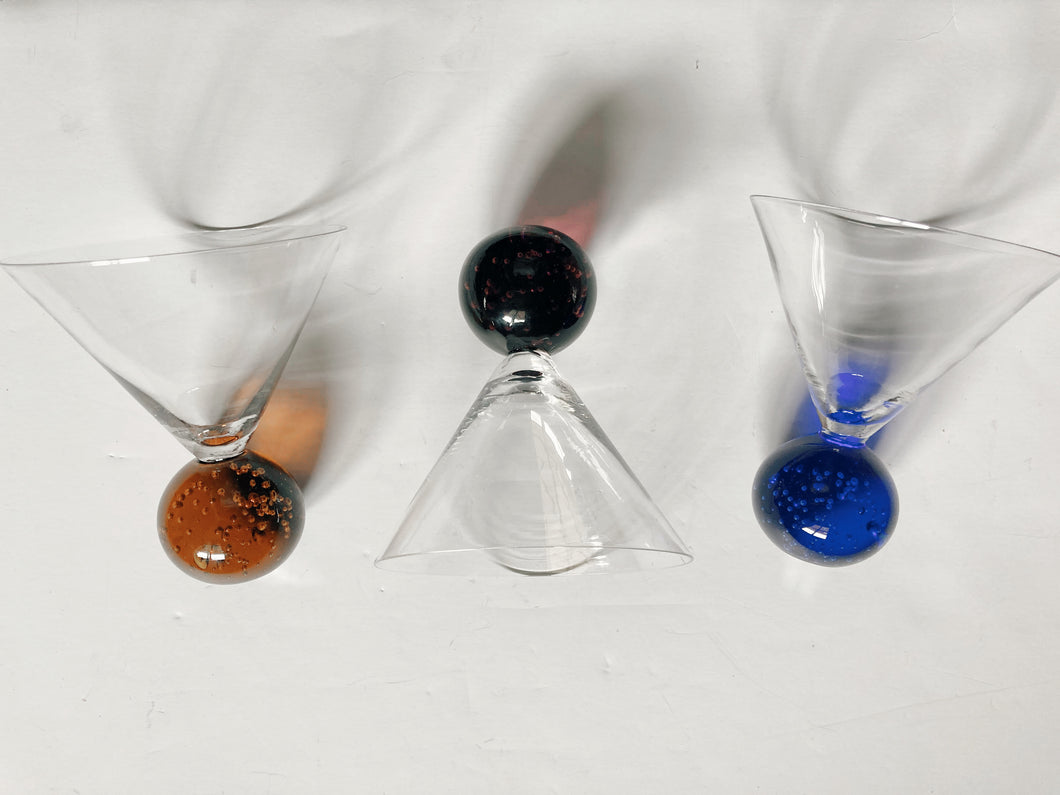 Trio of Bubble Martini Glasses