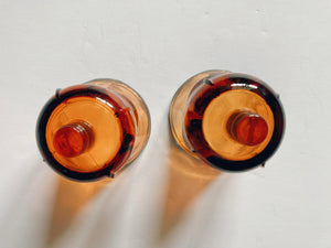 Pair of Amber Glass Peg Votives