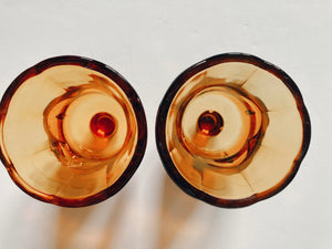 Pair of Amber Glass Peg Votives
