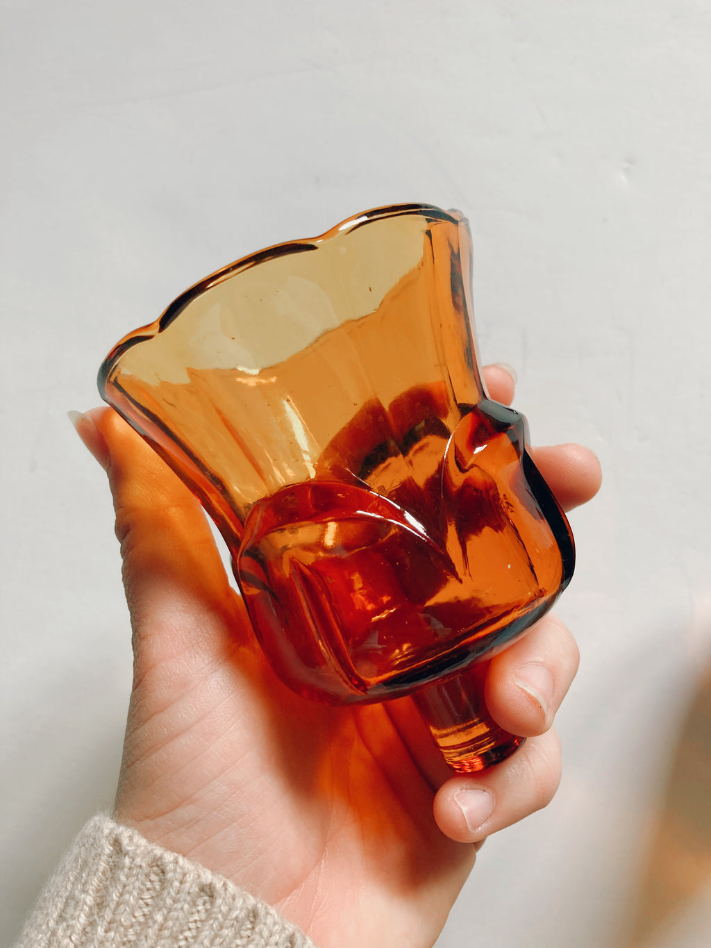 Pair of Amber Glass Peg Votives