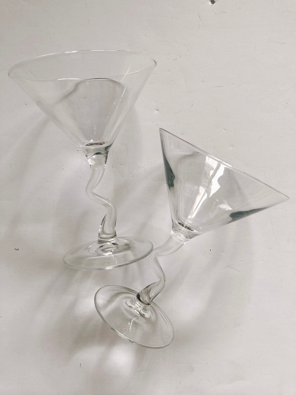 Pair of Zig Zag Martini Glasses