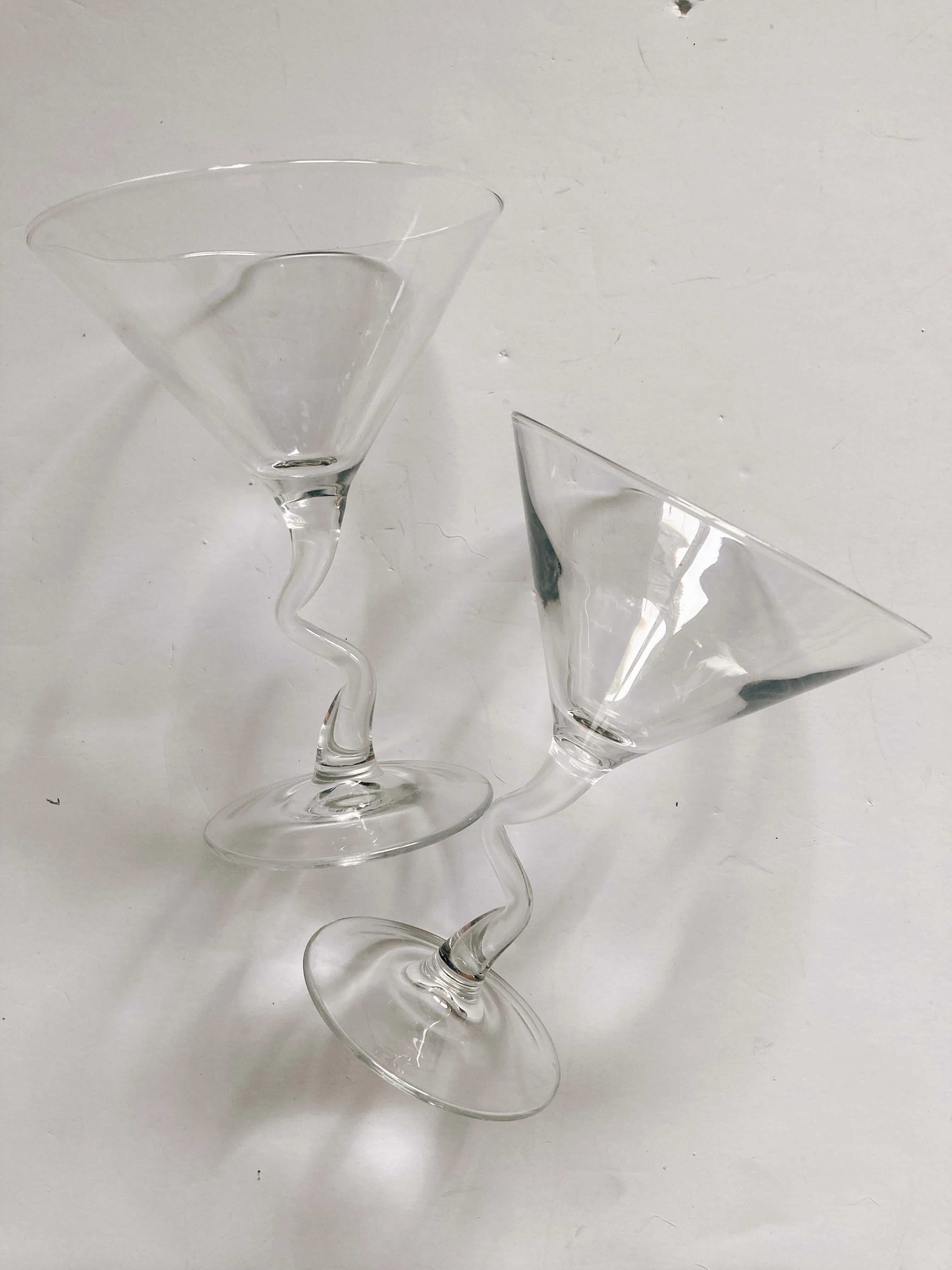 Pair of Zig Zag Martini Glasses