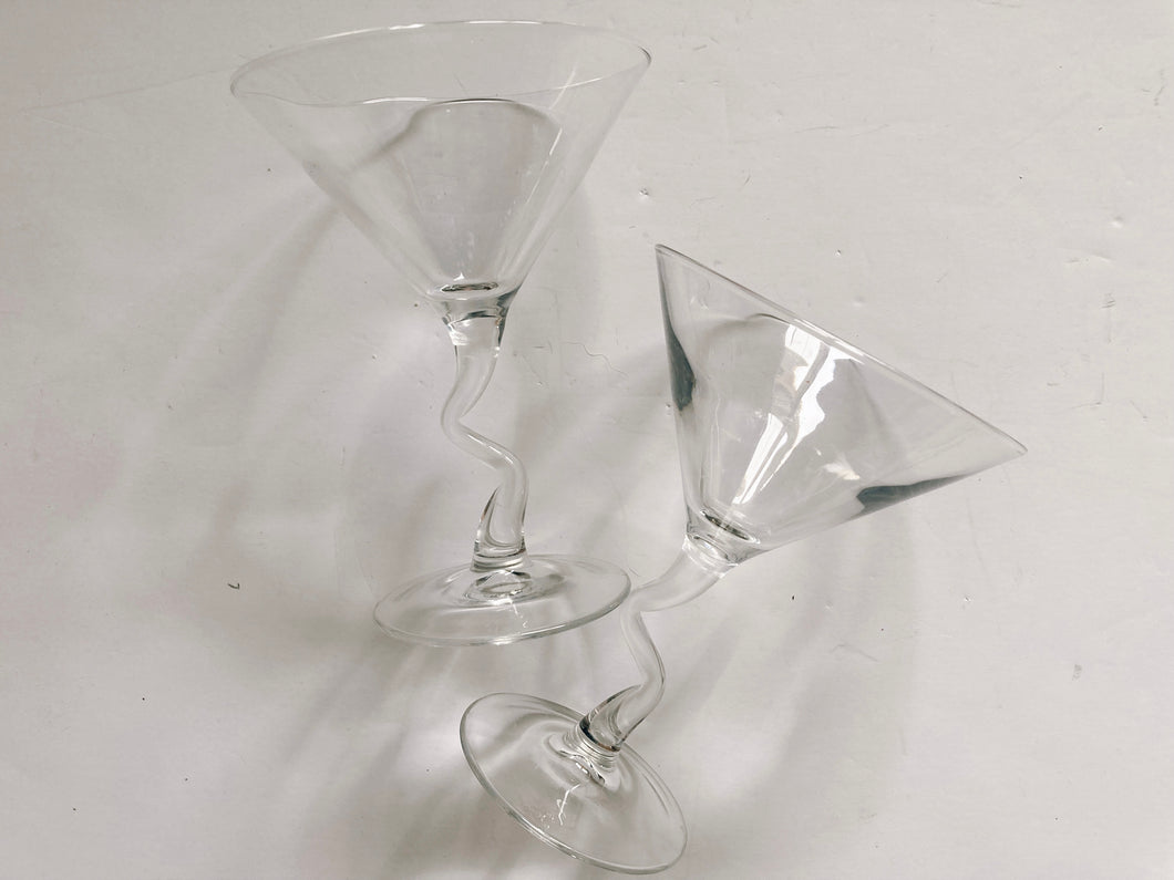 Pair of Zig Zag Martini Glasses