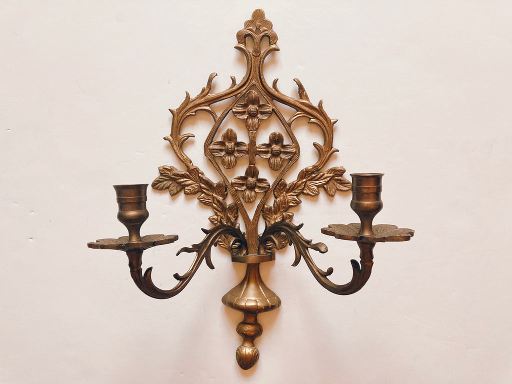 Ornate Solid Brass Wall Sconce