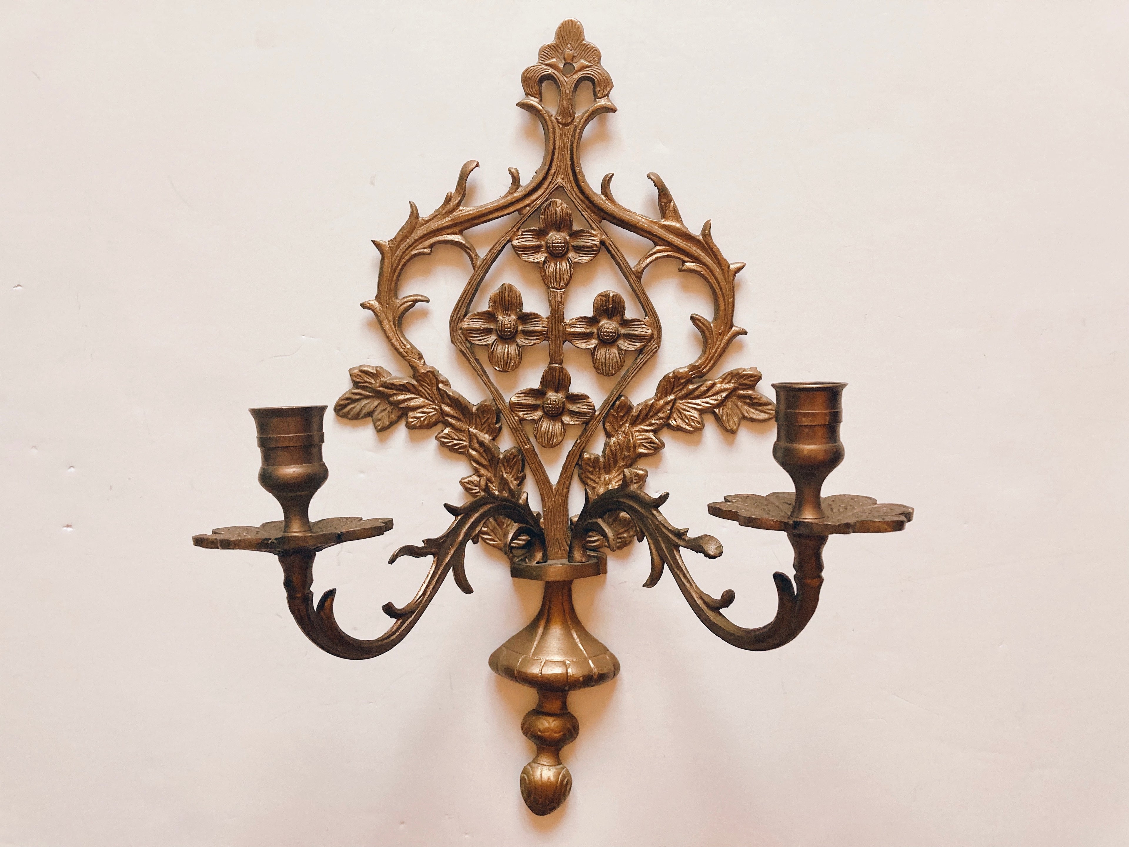 Ornate Solid Brass Wall Sconce