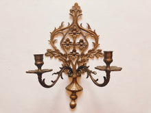 Load image into Gallery viewer, Ornate Solid Brass Wall Sconce
