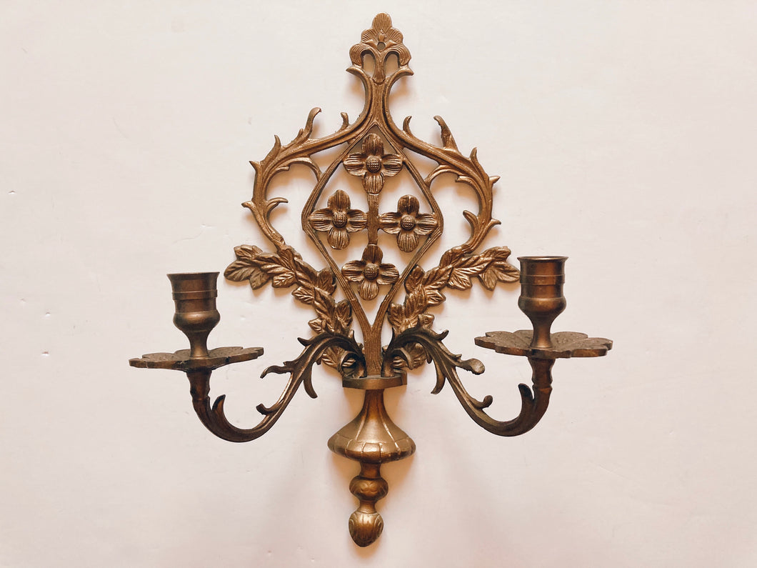 Ornate Solid Brass Wall Sconce