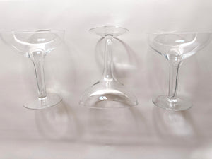 Three Mid Century Hollow Stem Champagne Glasses