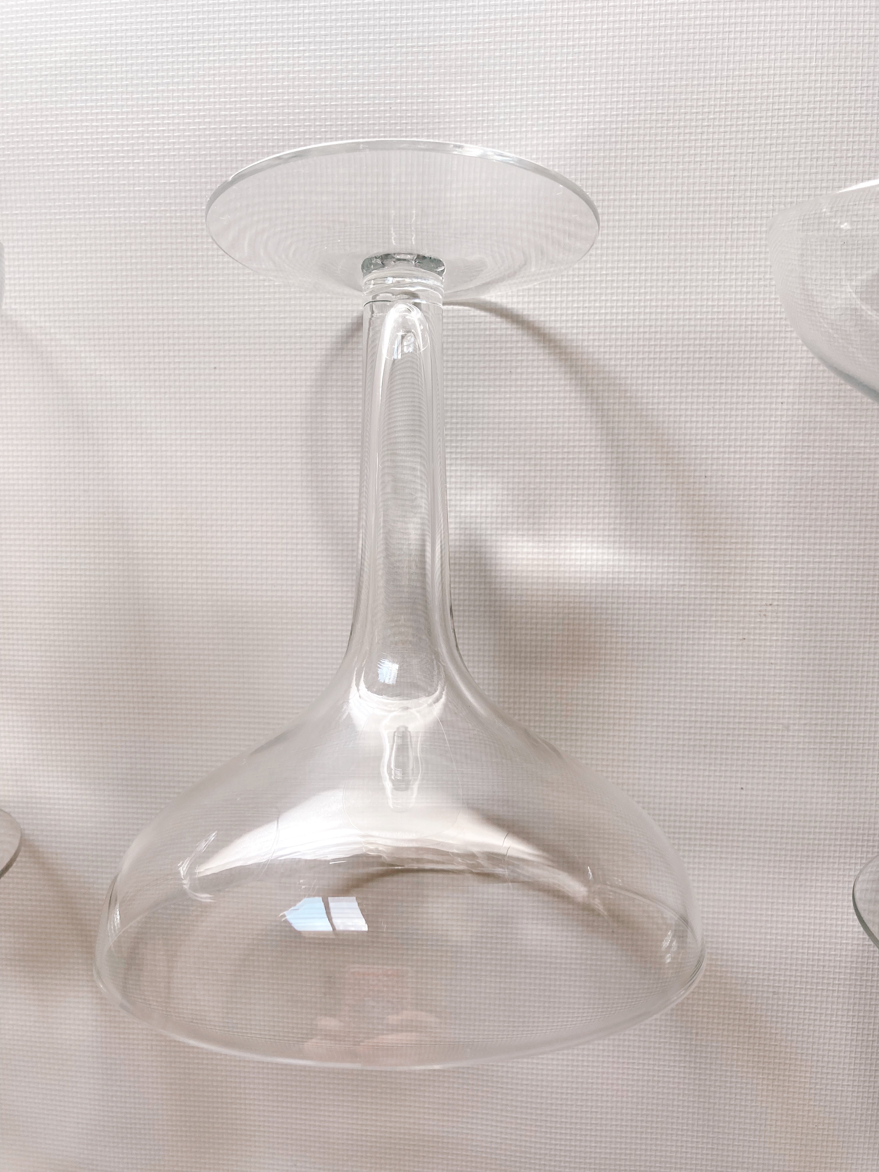 Three Mid Century Hollow Stem Champagne Glasses