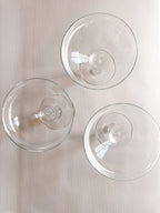 Three Mid Century Hollow Stem Champagne Glasses