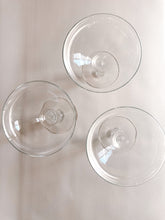 Load image into Gallery viewer, Three Mid Century Hollow Stem Champagne Glasses
