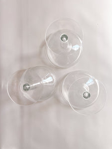 Three Mid Century Hollow Stem Champagne Glasses