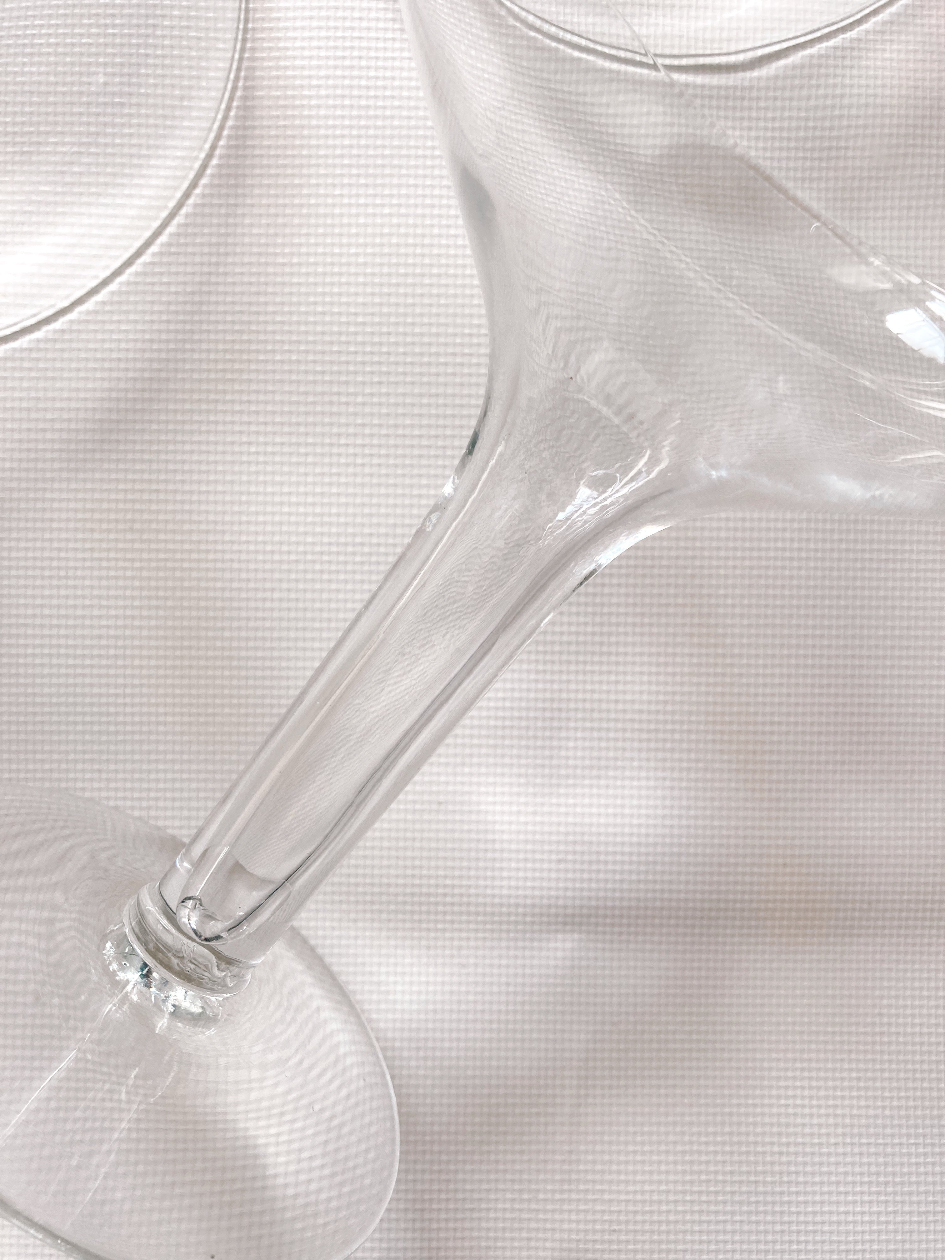 Three Mid Century Hollow Stem Champagne Glasses