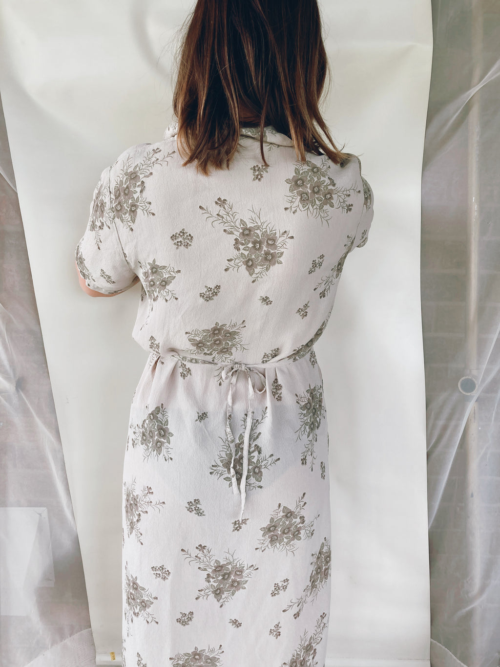 Gray Floral Button Up Maxi - Size Large