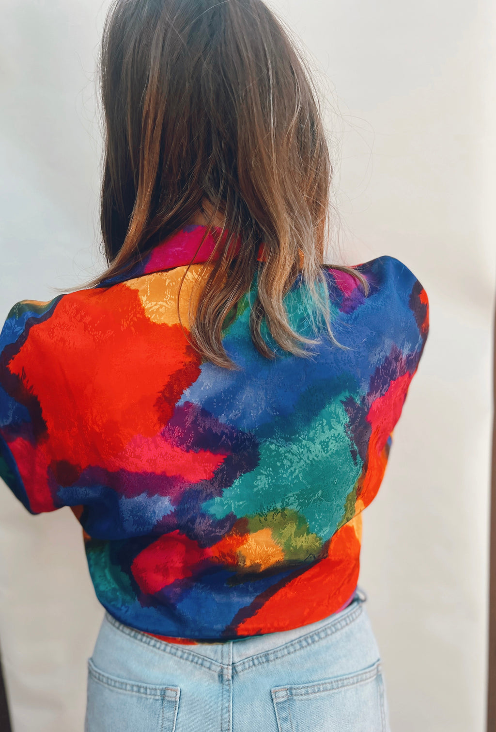 Silky Rainbow Button Up - Size L