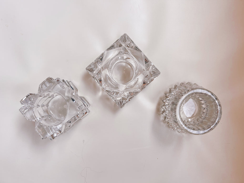 Mismatched Crystal Tea Candle Holders