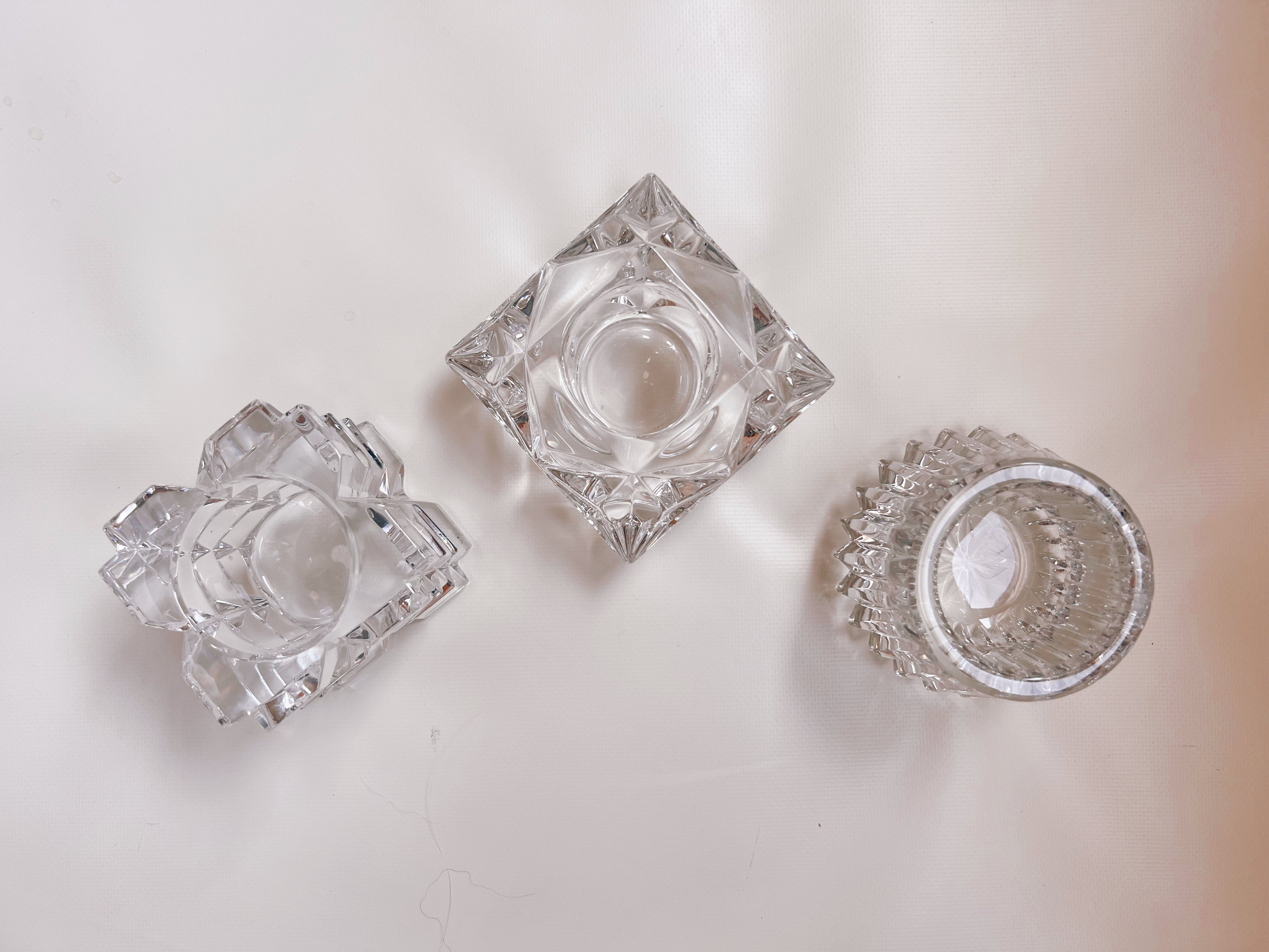 Mismatched Crystal Tea Candle Holders