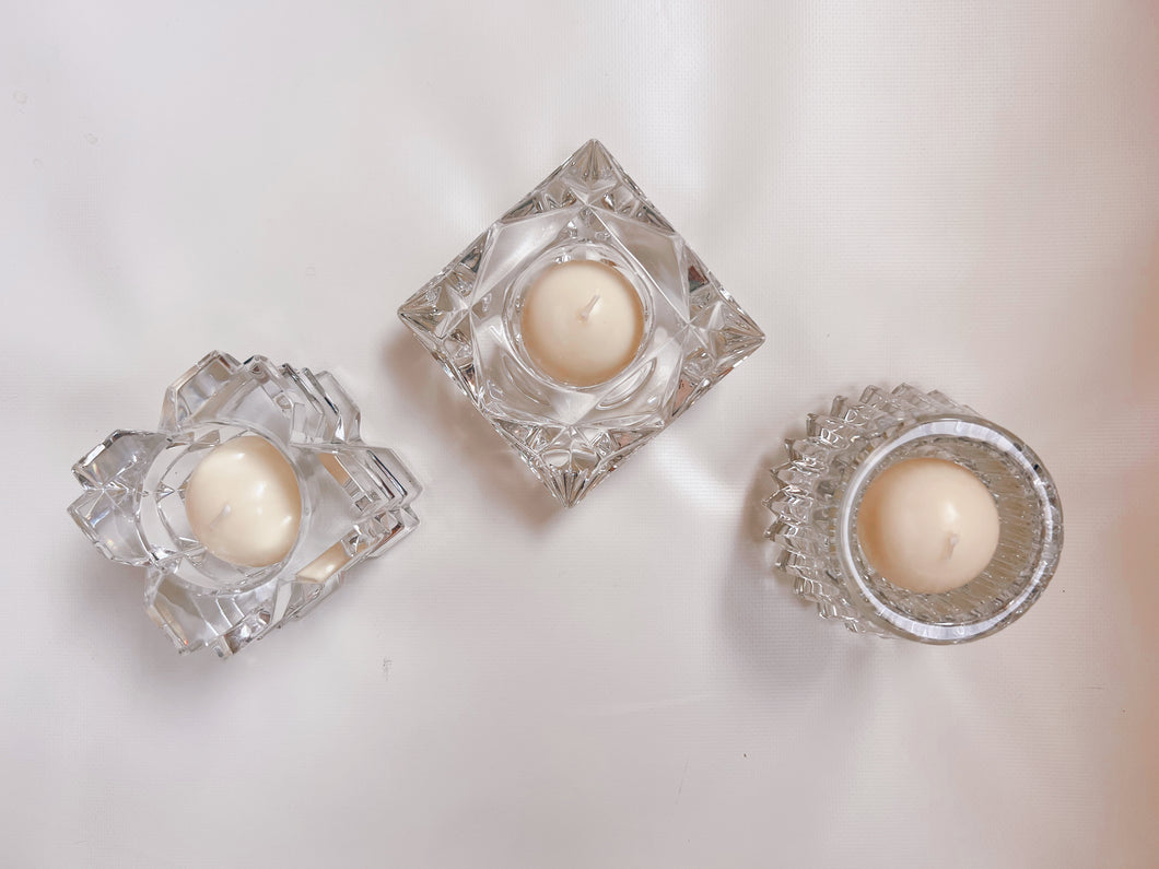 Mismatched Crystal Tea Candle Holders