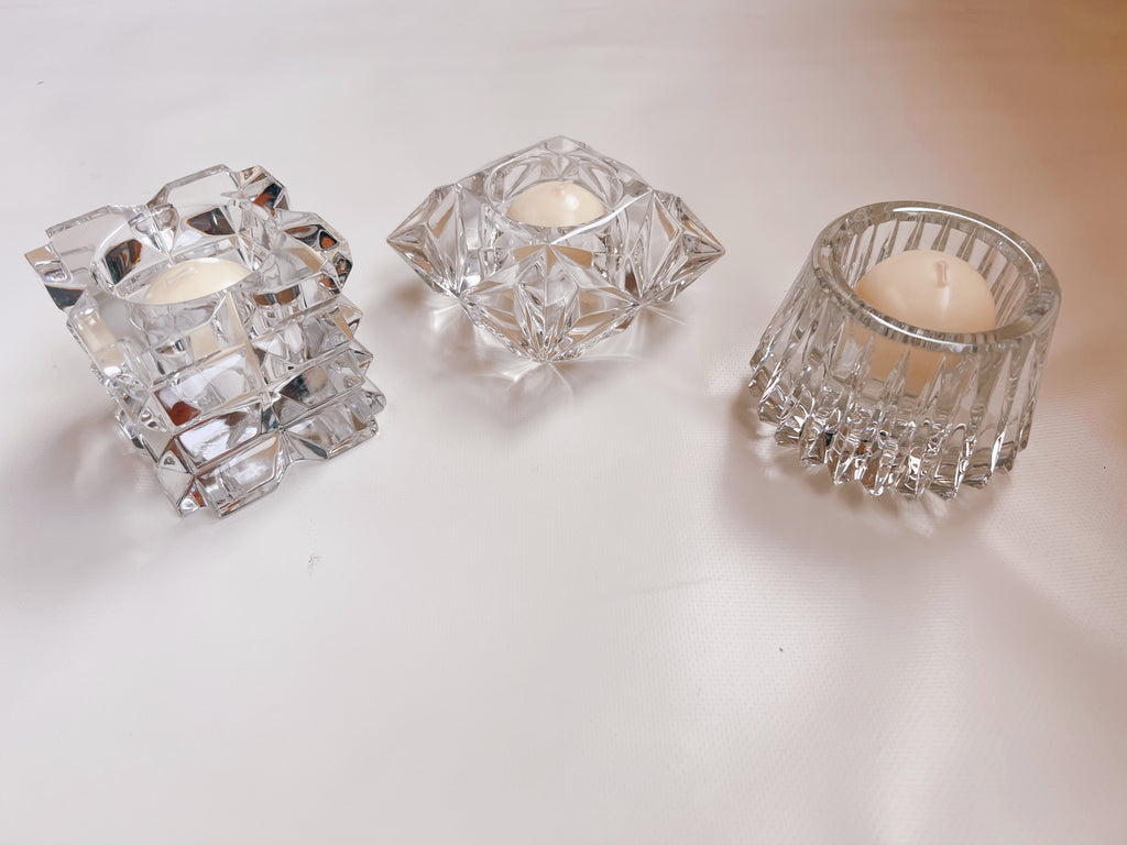 Mismatched Crystal Tea Candle Holders