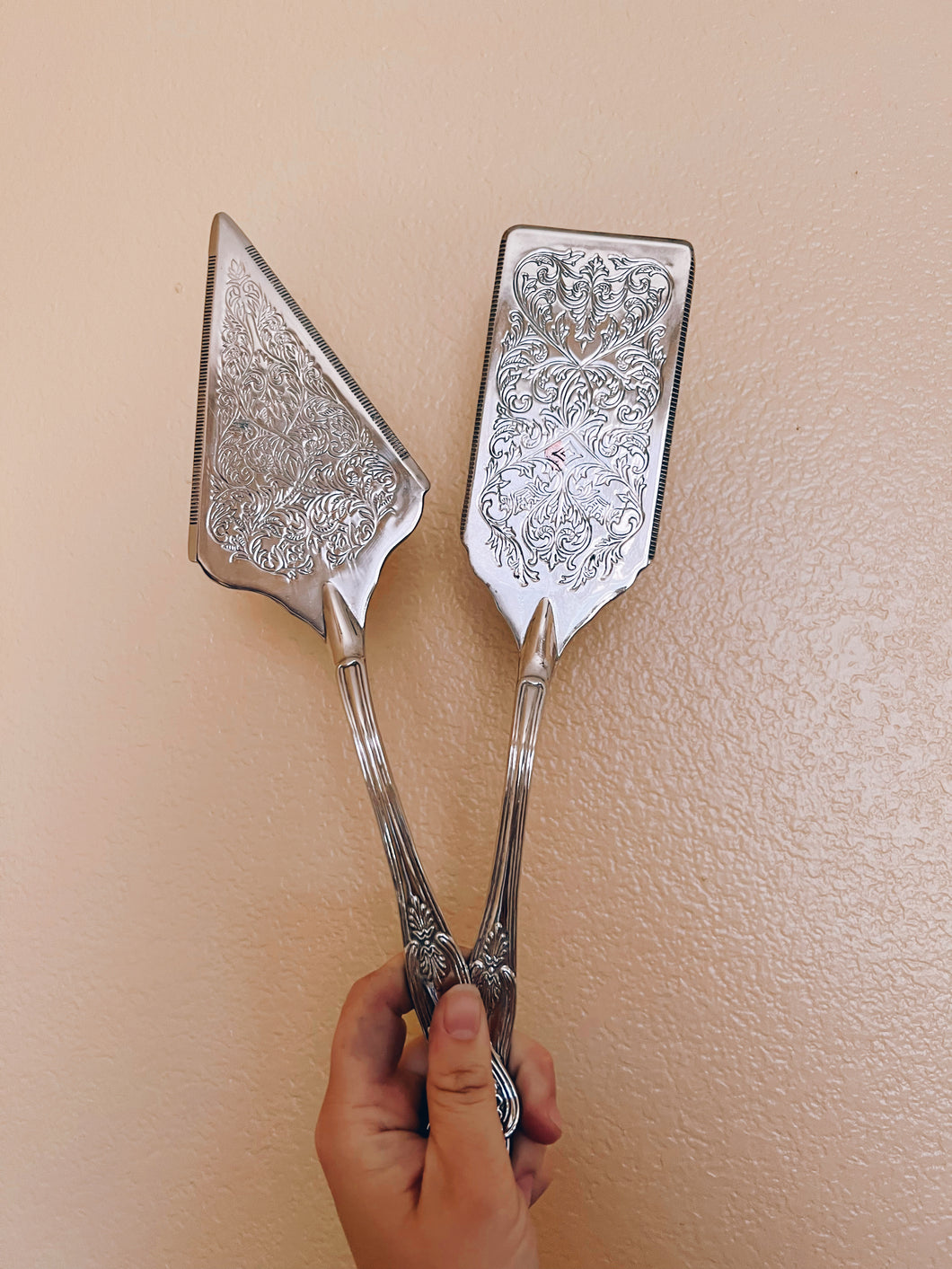 Ornate Silver Cake Servers