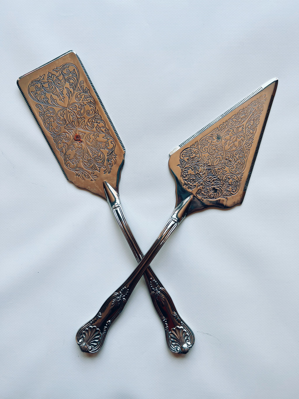 Ornate Silver Cake Servers
