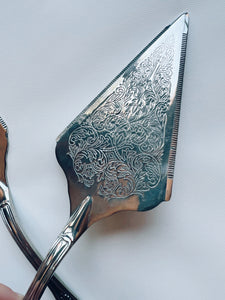 Ornate Silver Cake Servers