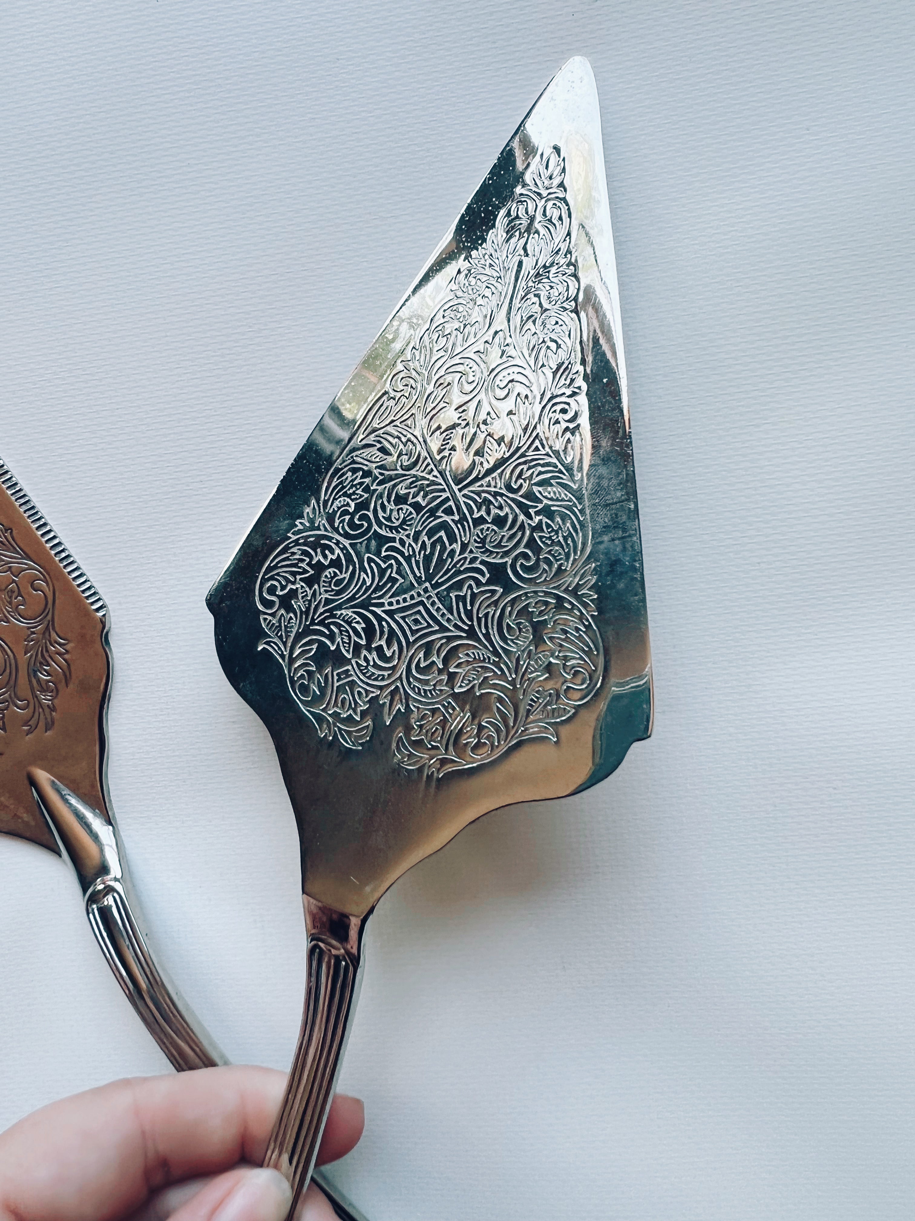 Ornate Silver Cake Servers