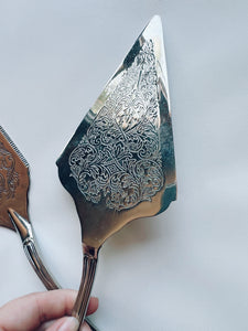 Ornate Silver Cake Servers
