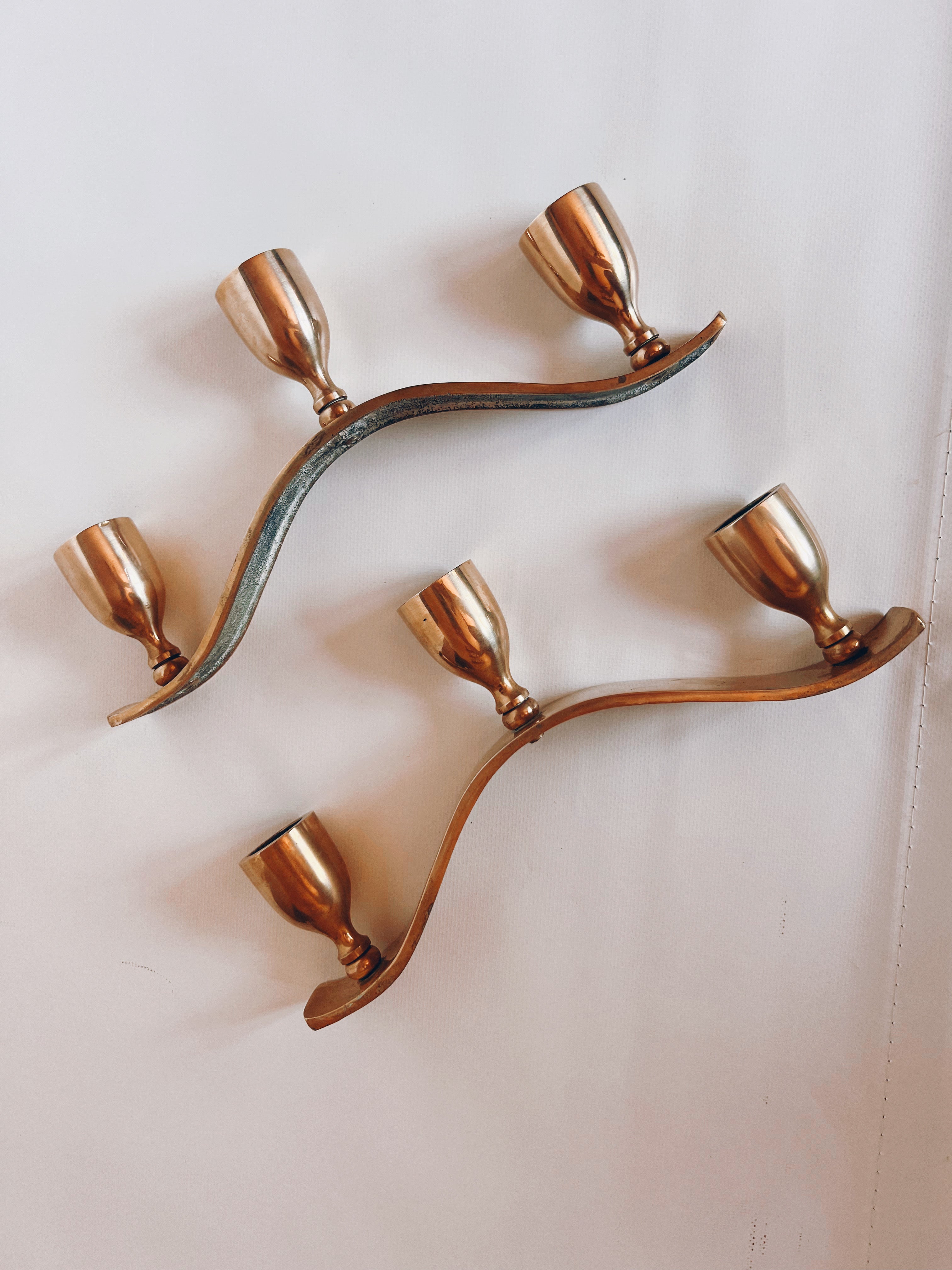 Three Arm Brass Candelabra