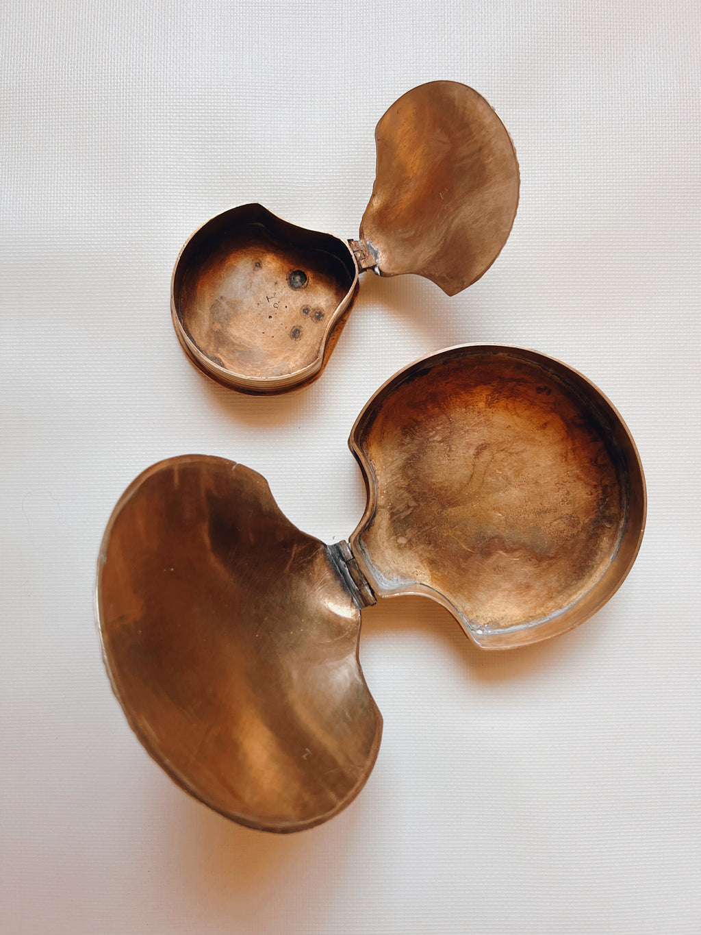 Pair of Brass Shell Trinket Boxes