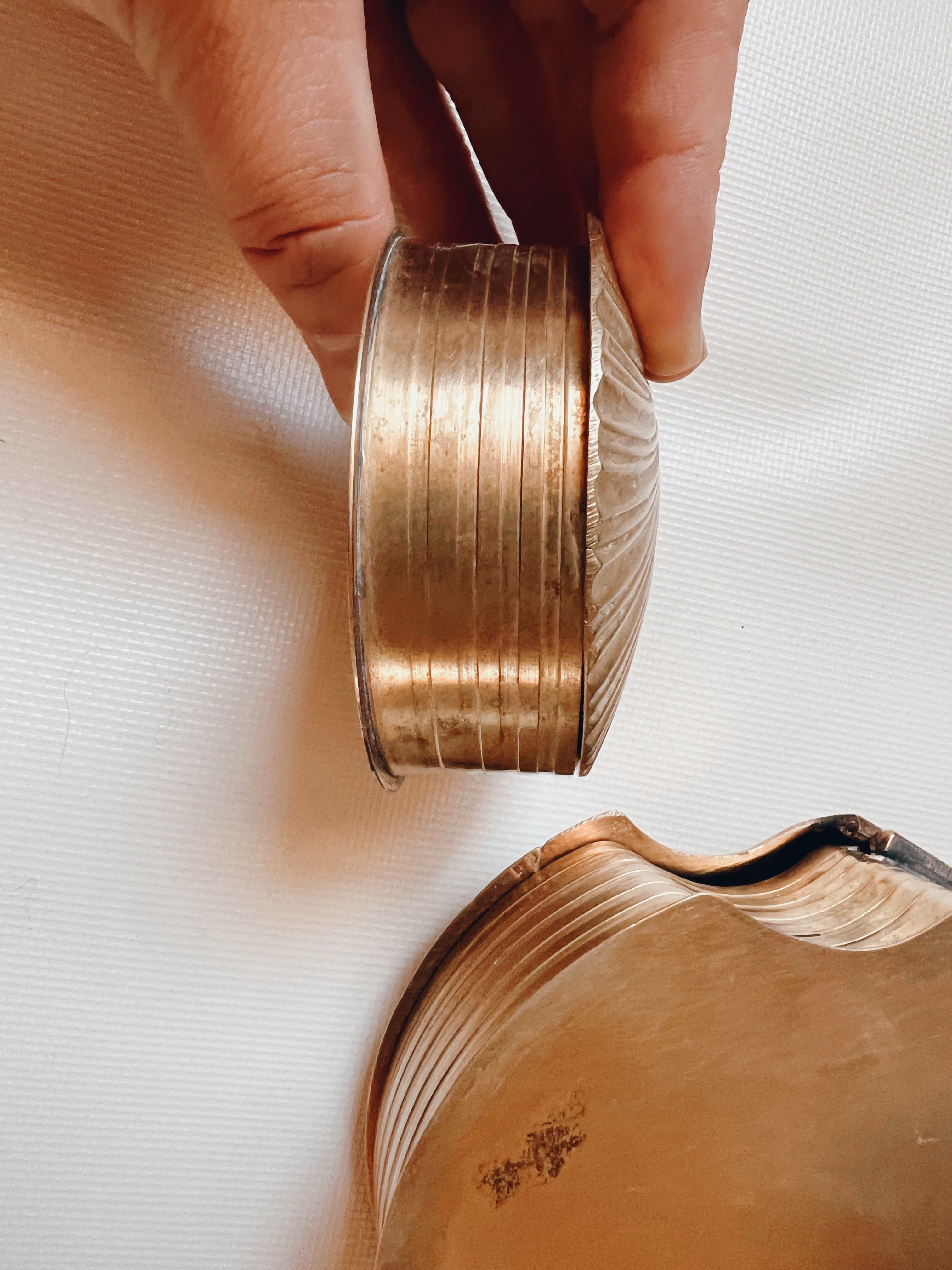 Pair of Brass Shell Trinket Boxes