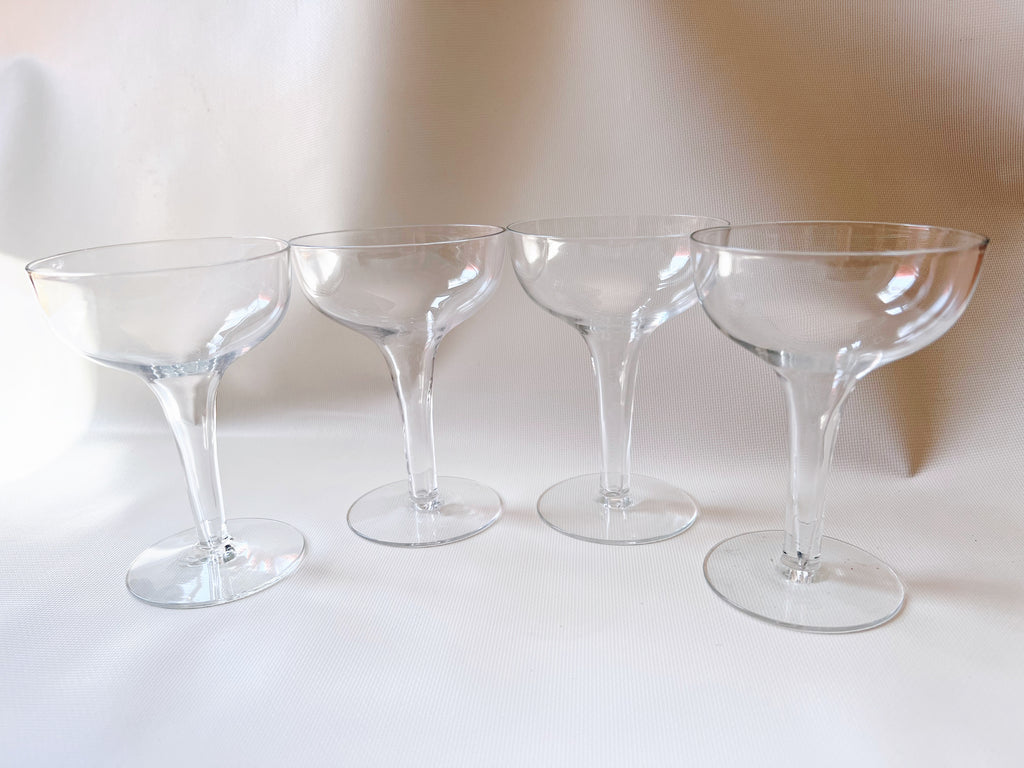 Set of Mid Century Hollow Stem Champagne Glasses