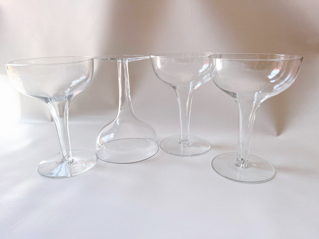 Set of Mid Century Hollow Stem Champagne Glasses