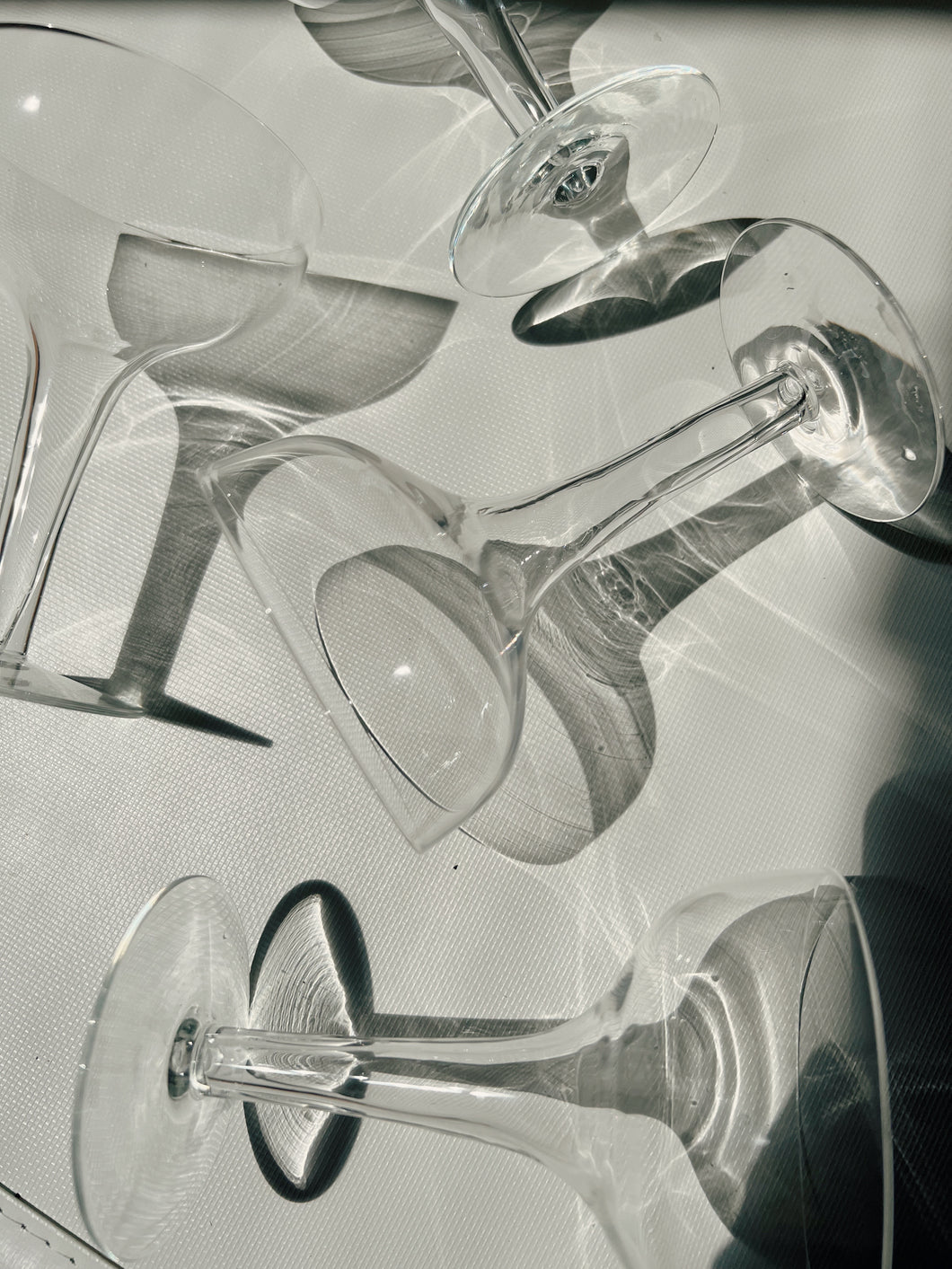 Set of Mid Century Hollow Stem Champagne Glasses