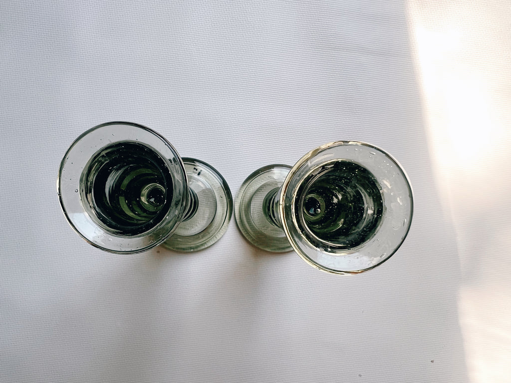 Pair of Green Bubble Base Candle Holders