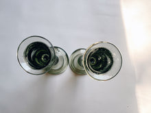 Load image into Gallery viewer, Pair of Green Bubble Base Candle Holders
