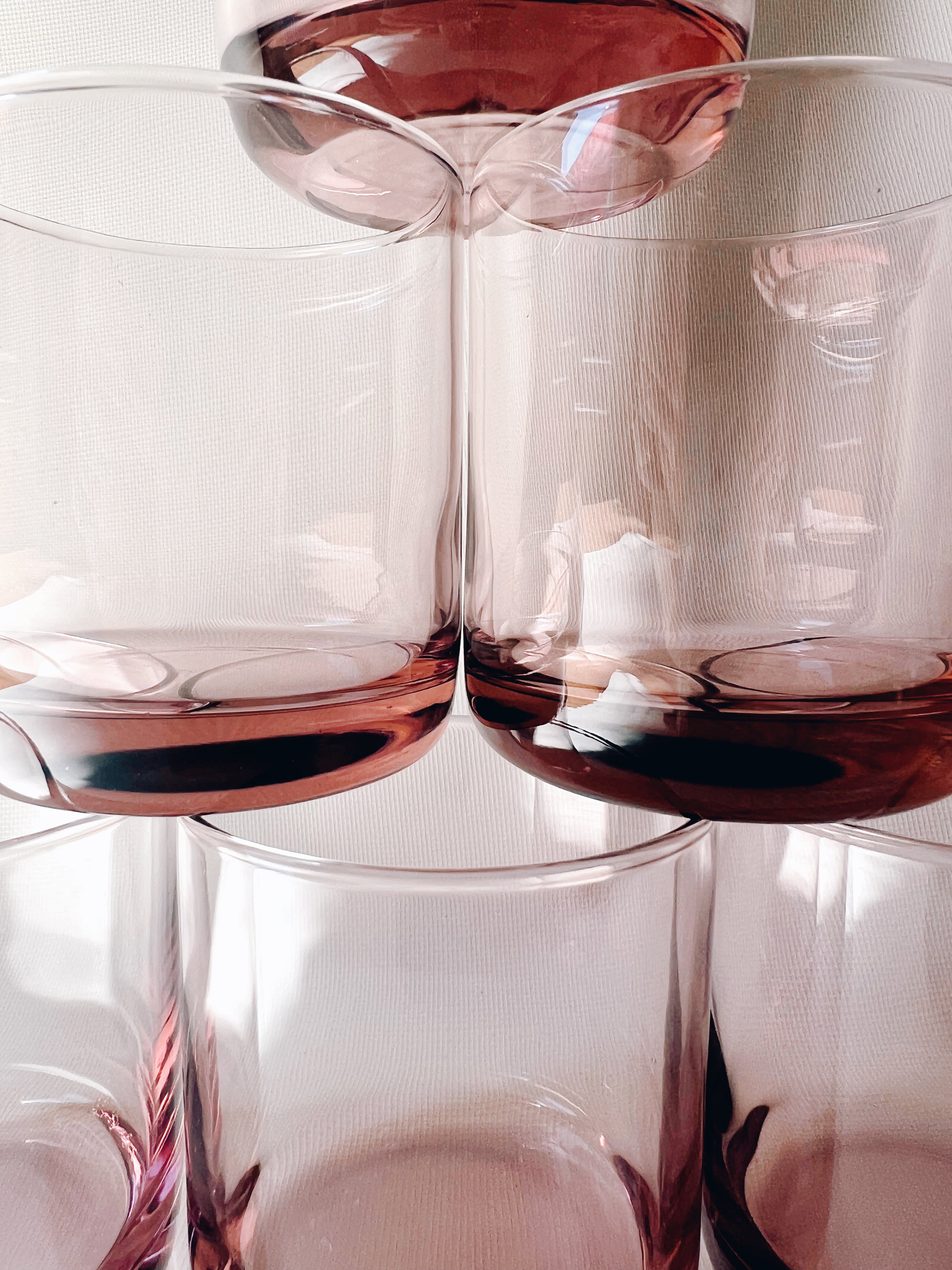Libbey Glass Pink Tumblers - Set of 7
