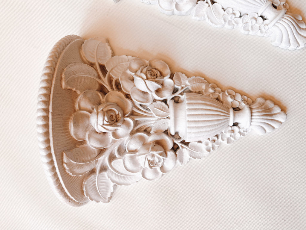 Pair of Ivory Floral Shelves