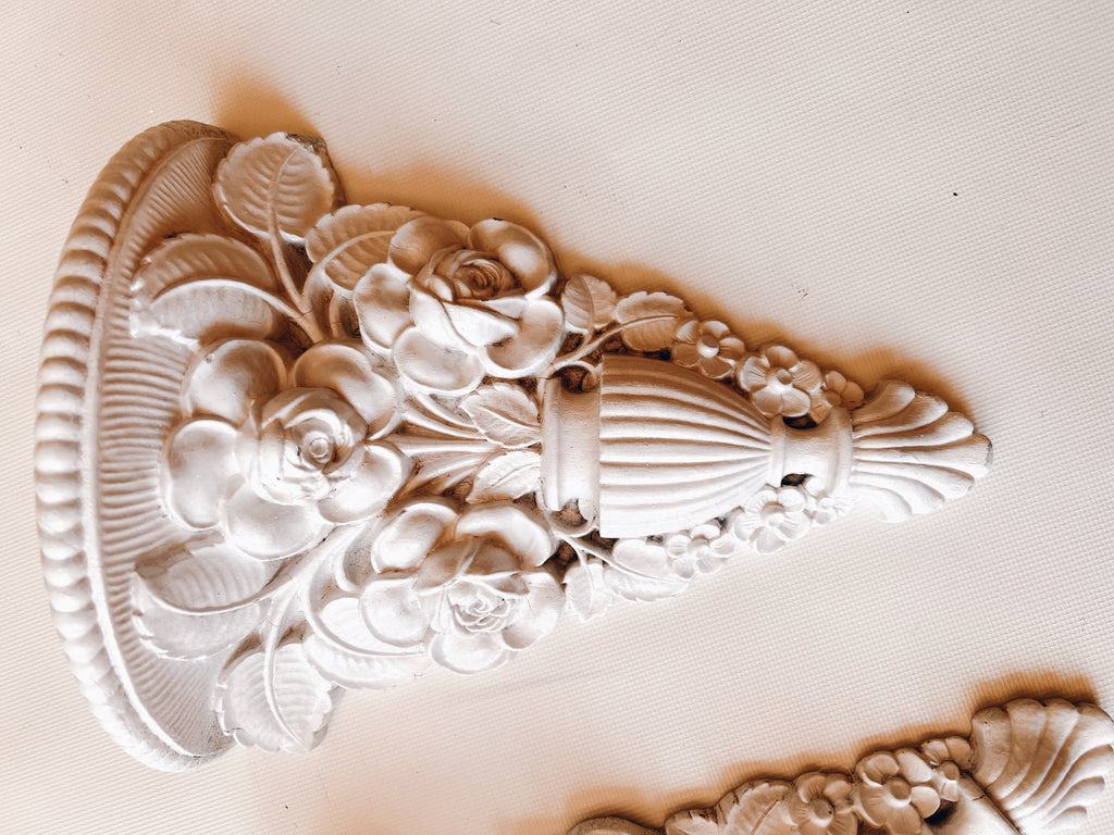 Pair of Ivory Floral Shelves
